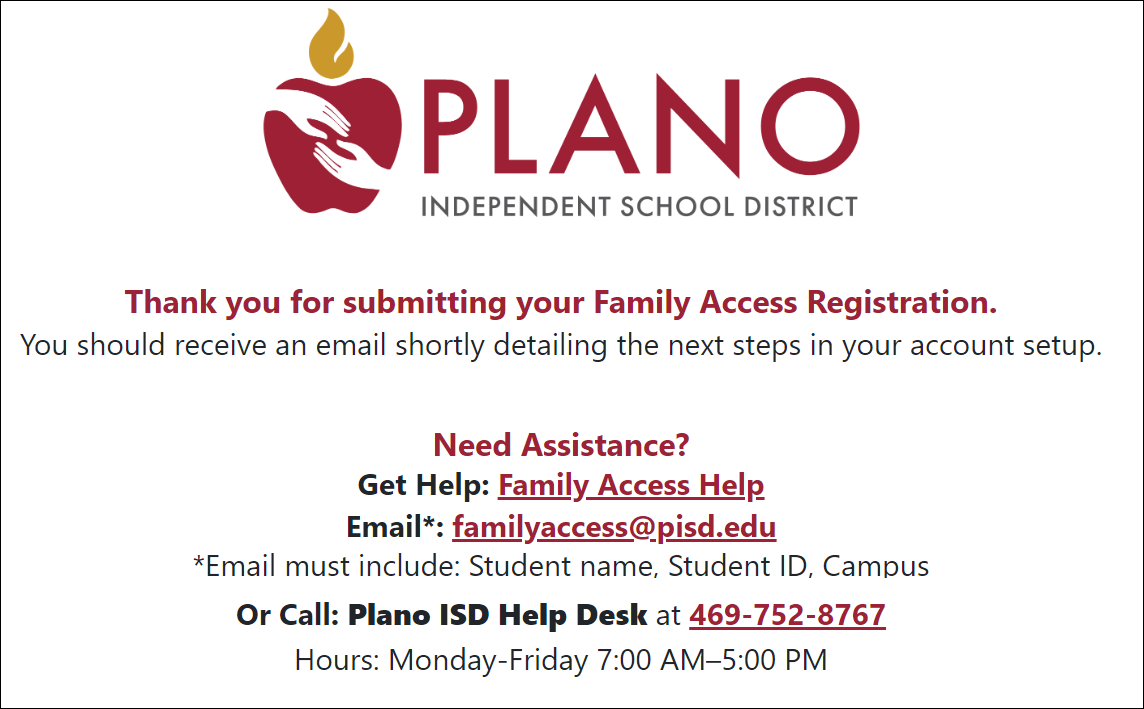 Confirmation email screenshot